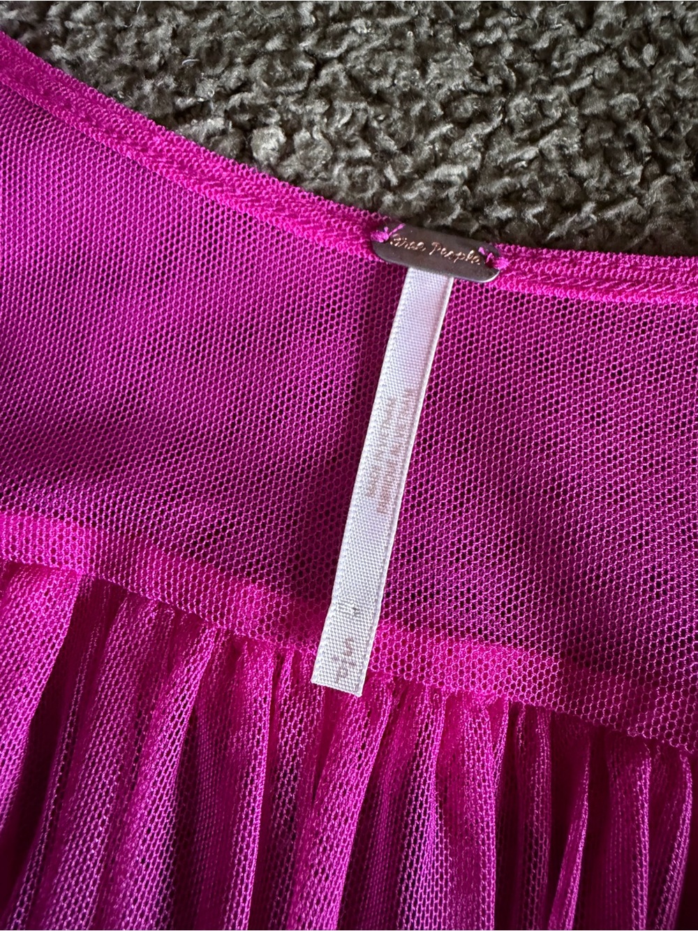 Free People Hot Pink Mesh Ruched Crop Top — Size S - Picture 3 of 3